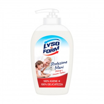 LYSOFORM PROTEZIONE MANI SAPONE LIQUIDO DETERGE E RIMUOVE I BATTERI 100% IGIENE + 100% DELICATEZZA 250 ML, SAPONI, S162385, 89815