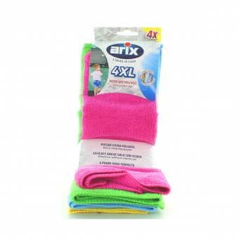 ARIX PANNO MICROFIBRE MULTIUSO 4 PZ XL MISURA 36x38cm COLORI ASSORTITI, SPUGNE PIATTI E CUCINA/PANNI SPUGNA, S152177, 89934