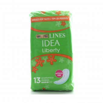 LINES IDEA LIBERTY GIORNO ANATOMICO DISTESO 13 PZ, ASSORBENTI ESTERNI, S157204, 89943