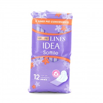 LINES IDEA SOTTILE GIORNO ALI RIPIEGATO IN BUSTINA 12 PZ, ASSORBENTI ESTERNI, S157206, 90226