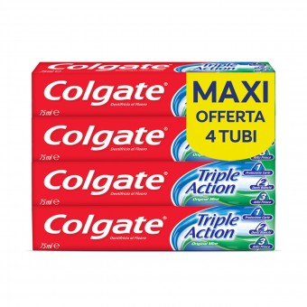 COLGATE DENTIFRICIO TRIPLE ACTION PROTEZIONE CARIE 75 ML x 4 PEZZI, DENTIFRICI, S136554, 90293