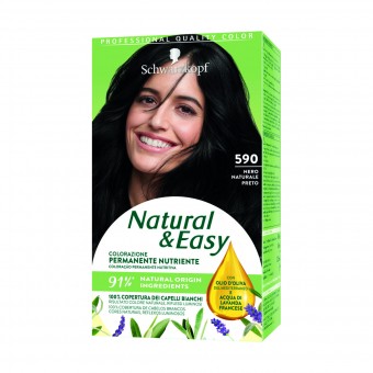 NATURAL & EASY COLORAZIONE PERMANENTE NUTRIENTE 590 NERO NATURALE, COLORANTI, S162718, 90487