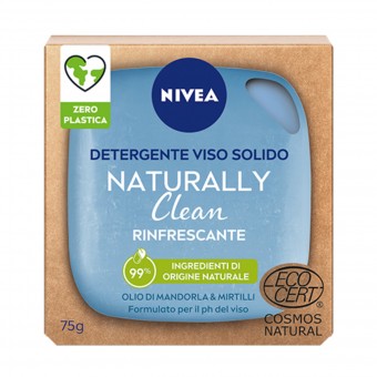 NIVEA VISO DETERGENTE SOLIDO NATURALLY CLEAN RINFRESCANTE OLIO DI MANDORLE & MIRTILLI 75 grammi, CURA VISO DONNA, S162924, 91094