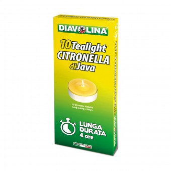 DIAVOLINA 10 TEALIGHT CITRONELLA DI GIAVA DURATA 4 ORE, INSETTICIDI STRISCIANTI, S162963, 91109