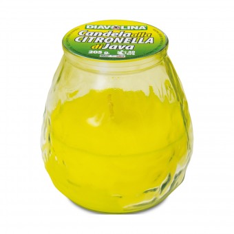 DIAVOLINA CANDELA CITRONELLA DI GIAVA IN BICCHIERE LAVORATO 205 grammi DURATA 40 ORE PER INTERNI ed ESTERNI, INSETTICIDI STRISCIANTI, S162967, 91193