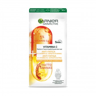 GARNIER SKIN ACTIVE MASCHERA 5 MINUTI IN TESSUTO AMPOLLA VITAMINA C ANTI FATICA ESTRATTO DI ANANAS , CURA VISO DONNA, S163118, 91375