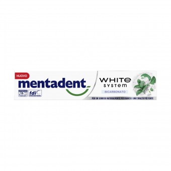 MENTADENT DENTIFRICIO WHITE SYSTEM BICARBONATO 75 ML, DENTIFRICI, S163178, 91382