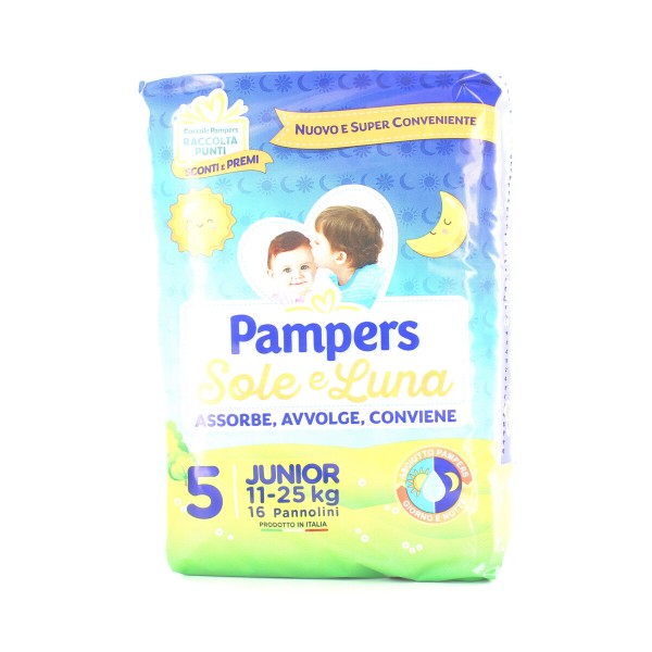 8 Confezioni Pampers Sole E Luna Junior - Taglia 5, 11-25 Kg, 16 Pannolini Per Confezione - Foto 2