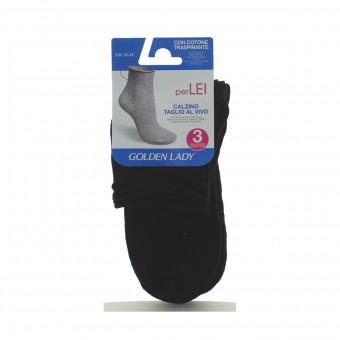 GOLDEN LADY CALZINO PER LEI TAGLIO VIVO NERO 3 PAIA TAGLIA S/M, CALZE, COLLANT & GAMBALETTI, S159575, 91754