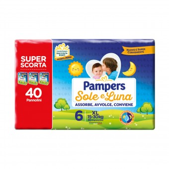 PAMPERS SOLEeLUNA 6 XL 15-30 KG PACCO TRIO 40 PEZZI, PANNOLINI, S163409, 91977