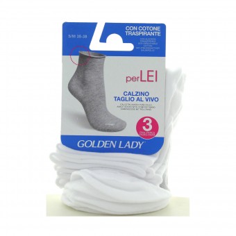 GOLDEN LADY CALZINO PER LEI TAGLIO VIVO BIANCO 3 PAIA TAGLIA S/M, CALZE, COLLANT & GAMBALETTI, S159573, 92217