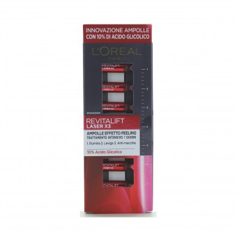 L'OREAL REVITALIFT LASER X3 7 AMPOLLE EFFETTO PEELING, CURA VISO DONNA, S158678, 92386