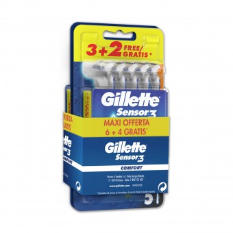 GILLETTE SENSOR3 RASOIO USA & GETTA COMFORT 6+4 PZ, LAME E RASOI PER UOMO, S163460, 92399