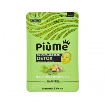 PIUME MASCHERA VISO HYDROGEL DETOX PURIFICANTE ED ENERGIZZANTE TE' MATCHA E ZENZERO BIO IN TNT, CURA VISO DONNA, S162887, 92846