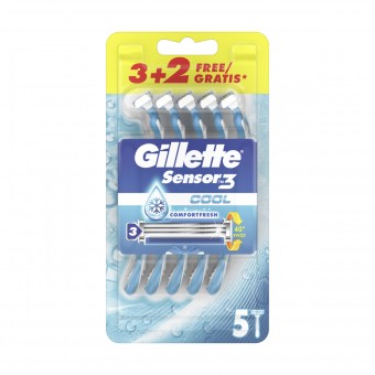 GILLETTE SENSOR3 RASOIO USA & GETTA COOL 3+2 Pezzi, LAME E RASOI PER UOMO, S147262, 93516