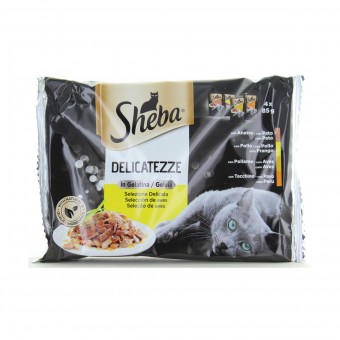 SHEBA DELICATEZZE IN GELATINA CARNE 4 BUSTE DA 85 GRAMMI ( ANATRA - POLLO - POLLAME - TACCHINO), NUTRIZIONE, S160118, 93598