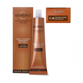 BIOPOINT PROFESSIONAL COLOR CREMA COLORANTE PERMANENTE 5.38 CASTANO CHIARO CIOCCOLATO, COLORANTI, S163764, 93986