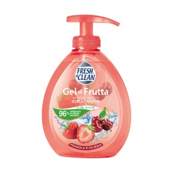 FRESH & CLEAN SAPONE LIQUIDO MANI GEL ALLA FRUTTA FRAGOLA E CILIEGIA 300ML, SAPONI, S083049, 94012