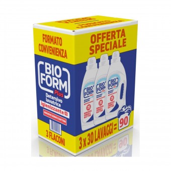BIOFORM PLUS IGIENIZZANTE DETERSIVO LIQUIDO BUCATO LAVATRICE 30 LAVAGGI 1625 ML x 3 PEZZI, BUCATO LAVATRICE, S163589, 94117