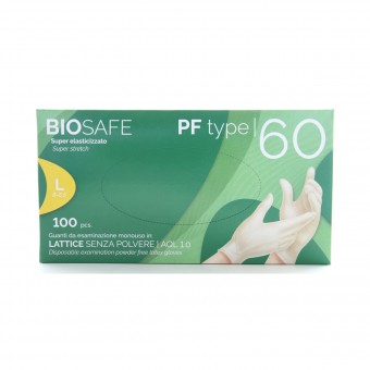 GLOVELY BIOSAFE T60 100 GUANTI MONOUSO IN LATTICE SENZA POLVERE COLORE BIANCO TAGLIA L 8-8,5, GUANTI, S151570, 94270