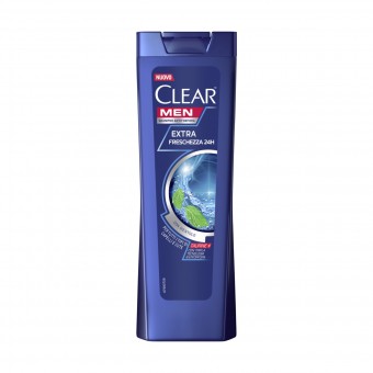 CLEAR MEN SHAMPOO EXTRA FRESCHEZZA 24H CON MENTOLO PER TUTTI I TIPI DI CAPELLI E CUTE 225 ML, SHAMPOO, S042636, 95231