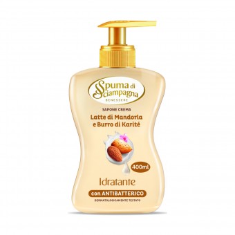 SPUMA DI SCIAMPAGNA SAPONE CREMA LATTE DI MANDORLA E BURRO DI KARITE' IDRATANTE CON ANTIBATTERICO 400 ML, SAPONI, S159480, 95531