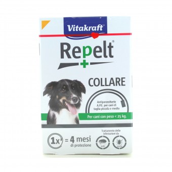 VITAKRAFT REPELT COLLARE PICCOLO MEDIO ANTIPARASSITARIO PER CANE INFERIORE AI 25 KG DURATA 4 MESI, IGIENE, S144664, 95574