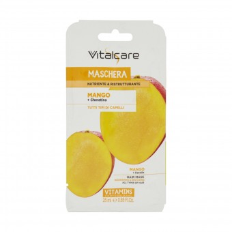 VITALCARE VITAMINS MASCHERA MANGO+CHERATINA NITRIENRE & RISTRUTTURANTE TUTTI I TIPI DI CAPELLI 25 ML, DOPO SHAMPOO, S164427, 95898