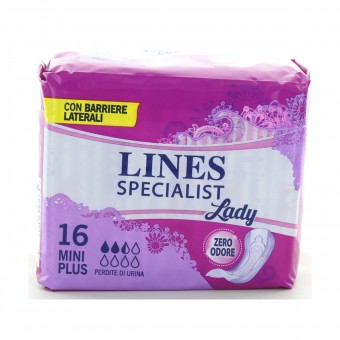LINES SPECIALIST MINI PLUS 16 PEZZI ANTI-ODORE ASSORBENTI - DISPOSITIVO MEDICO CE CLASSE 1, INCONTINENZA ADULTI, S130468, 96258