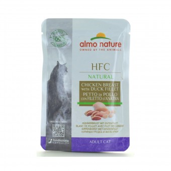 ALMO NATURE GATTI CLASSICO PETTO DI POLLO-FILETTI D'ANATRA BUSTA 55 GRAMMI HFC NATURAL, NUTRIZIONE, S139376, 97125