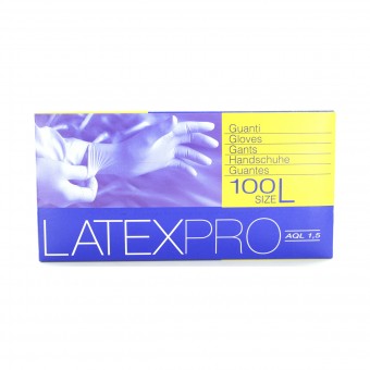 GLOVES LATEX PRO GUANTI MONOUSO CON POLVERE 100 PEZZI TAGLIA L, GUANTI, S164994, 97136