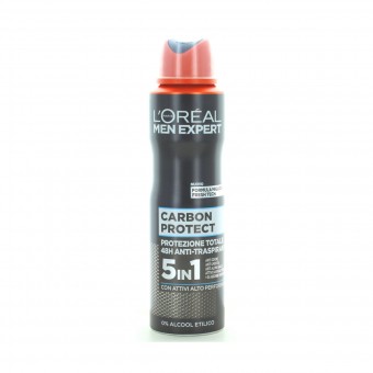 L'OREAL MEN EXPERT DEODORANTE SPRAY CARBON PROTECT 150 ML, DEODORANTI ANTIODORE PER PERSONA, S134471, 97899