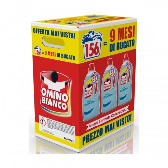 OMINO BIANCO DETERSIVO LIQUIDO BUCATO LAVATRICE MUSCHIO BIANCO 52 LAVAGGI x 3 PEZZI, BUCATO LAVATRICE, S167811, 98083