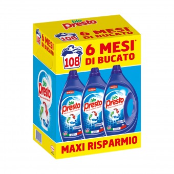 BIO PRESTO DETERSIVO LIQUIDO BUCATO LAVATRICE CLASSICO 36 LAV. x 3 PEZZI, BUCATO LAVATRICE, S167794, 98088