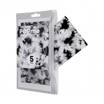 POPme MASCHERINA CHIRURGICA ADULT TIE DYE BLACK & WHITE 5 PZ, MASCHERINE, S167749, 98513