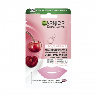 GARNIER SKIN ACTIVE LIPS/LABBRA MASCHERA IN TESSUTO RIMPOLPANTE 15 MINUTI CILIEGIA-PANTENOLO, CURA VISO DONNA, S168288, 99244