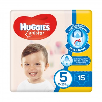 HUGGIES PANNOLINI BIMBO UNISTAR 5 JUNIOR 11-25 KG.15 PZ, PANNOLINI, S138870, 99890