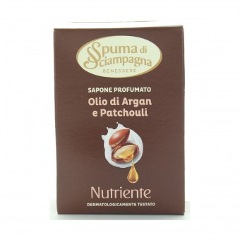 SPUMA DI SCIAMPAGNA SAPONE PROFUMATO OLIO DI ARGAN e PATCHOULI NUTRIENTE 90 GRAMMI, SAPONI, S136796, 99989